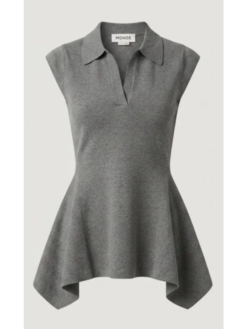 Monse Knit Grey Polo Top Womens Avant Guarde Urban Trendy XS. X